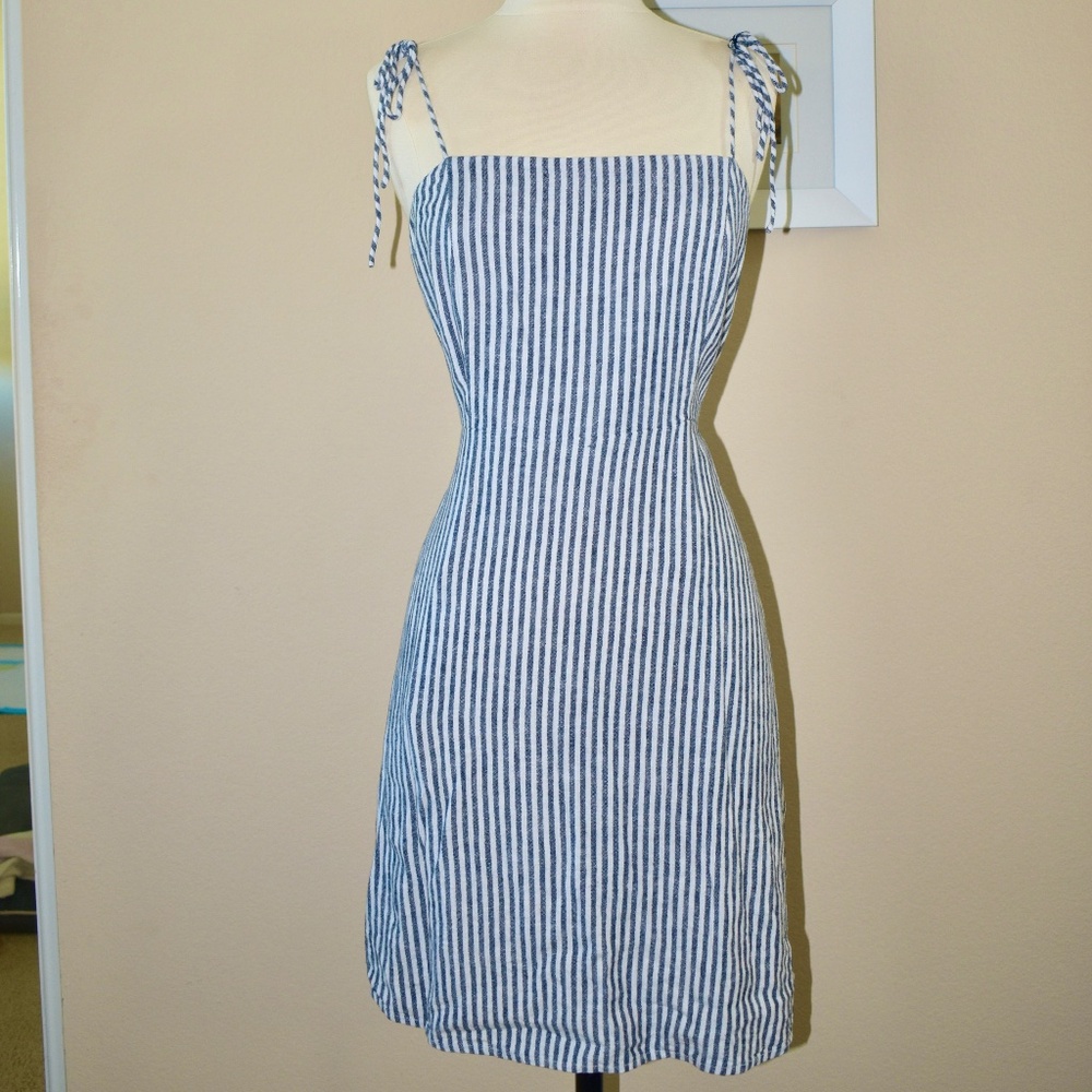 BLUE PINSTRIPE SUNDRESS